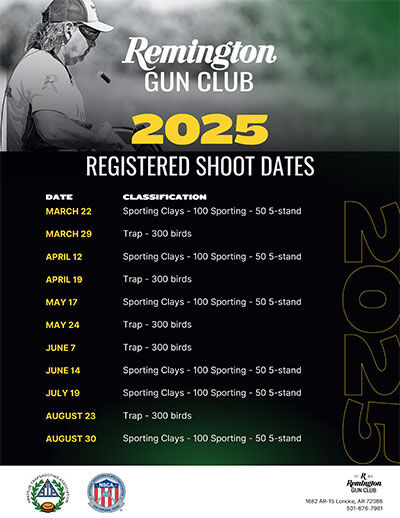 Remington Gun Club 2025 Registered Shoot Dates