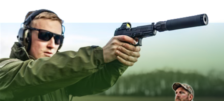 shooter aiming handgun