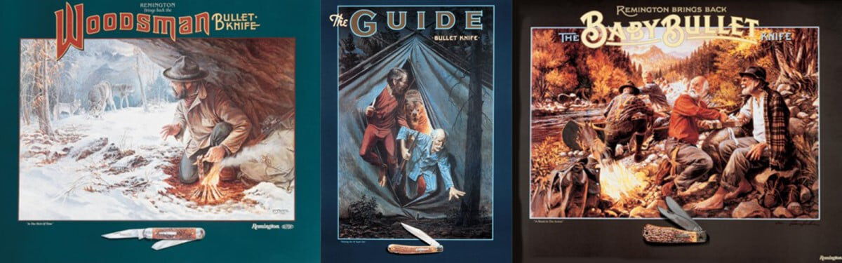three old Remington cutlery posters