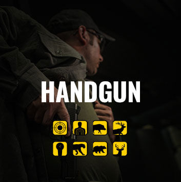 person pulling handgun from side holster with usage icons